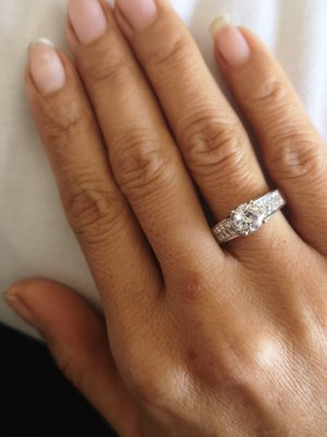 Solitaire Or Blanc Rond Diamant 1 2 Karats Et Diamants Taille Princesse 1 Karat En Vente Sur Pamono