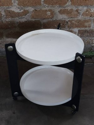 Italian Two Tier Triangular Plastic Coffee Table With Round Tops By Luigi Massoni For Guzzini 1960s At Pamono Italian Two Tier Triangular Plastic, Round Plastic Table Tops