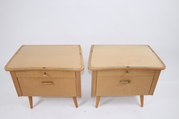 German Bedside Tables With Glass Top 1960s Set Of 2 For Sale At Pamono