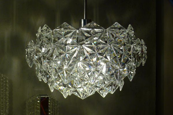 5 Tier Chandelier in Crystal Glass with Chrome Plated Mount from Kinkeldey 1960s