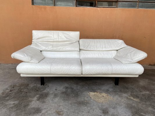 Sofá Alanda italiano Mid-Century de cuero blanco de Paolo Piva