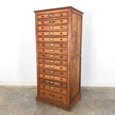 Vintage Oak Bank Of Drawers File Cabinet For Sale At Pamono