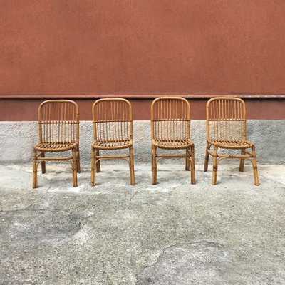 Vintage Italian Rattan Garden Chairs 1960s Set Of 4 For At Pamono Vintage Italian Rattan Garden Chairs, Rattan Garden Furniture Vintage