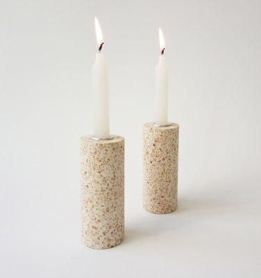 Terrazzo Candleholders 2.0 with Silver Candle Cups by Gilli Kuchik