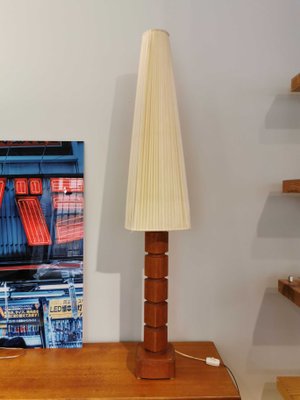 mid century teak table lamp