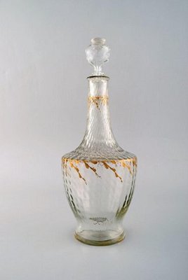 Verres à Vin et Carafe en Verre d'Art par Emile Gallé, Set de 7 en