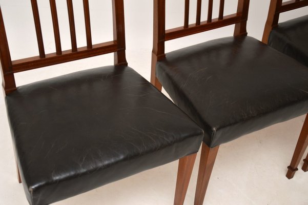 Antique Mahogany Leather Dining Chairs Set Of 4 Bei Pamono Kaufen