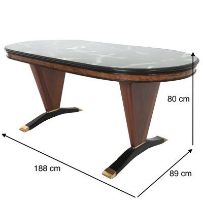 Oval Shaped Mahogany Dining Table With, Marble Effect Coffee Table Brown