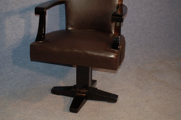 Art Deco Black Lacquered Wood And Leather Desk Chair 1930s For At Pamono Art Deco Black Lacquered Wood And, Black Desk Chairs