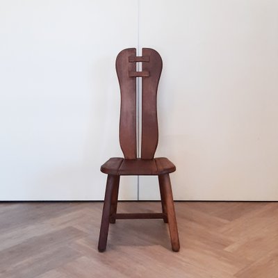 Brutalist High Back Oak Dining Chairs 1960s Set Of 4 Bei Pamono Kaufen