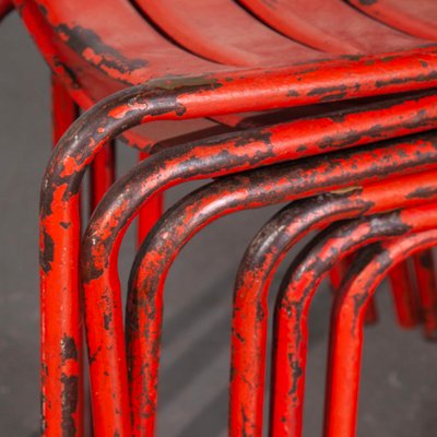 Vintage French Red Metal Cafe Dining, Red Metal Dining Room Chairs