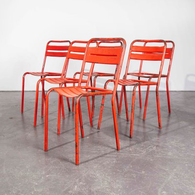 Vintage French Red Metal Cafe Dining, Red Metal Dining Room Chairs