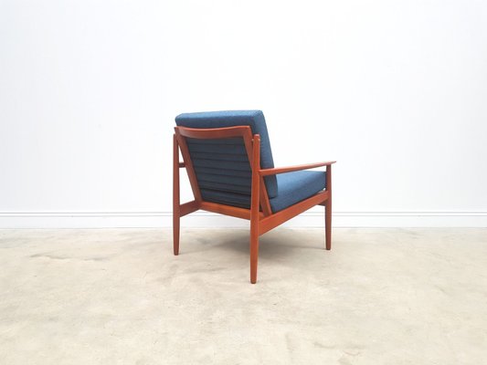 Mid Century Danish Teak And Blue Tweed Easy Chair By Arne Vodder For Glostrup 1950s For Sale At Pamono