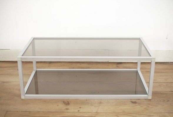 French Aluminum And Smoked Glass Coffee Table 1980s Bei Pamono Kaufen
