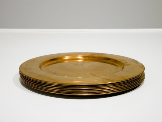 Mid-Century Danish Brass Coaster Plates from Stelton, Set of sale at Pamono