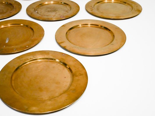 Mid-Century Danish Brass Coaster Plates from Stelton, Set of sale at Pamono