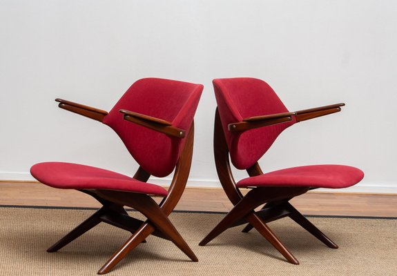 Teak Lounge Chairs by Louis van Teeffelen for WéBé, 1950s, Set of 2 Teak Lounge Chairs by Louis van Teeffelen for WéBé, 1950s, Set of 2