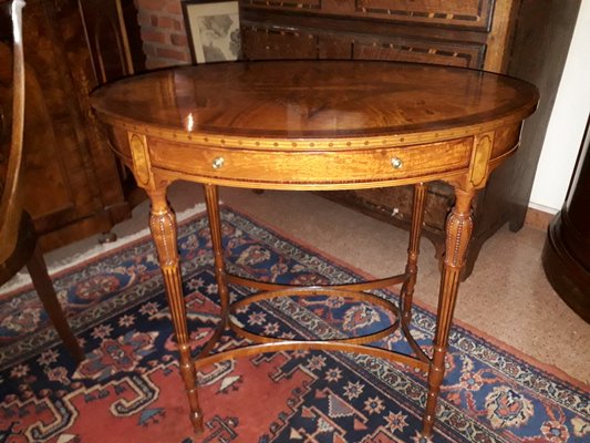 Antique English Oval Inlaid Coffee Table