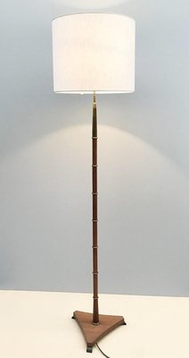 Messing Detailed And Teak Floor Lamp 1960s For Sale At Pamono
