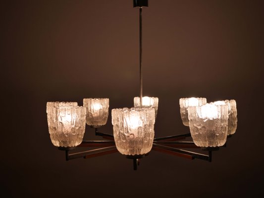 Frosted Glass Chandelier 1960s, Chandelier Light Specification