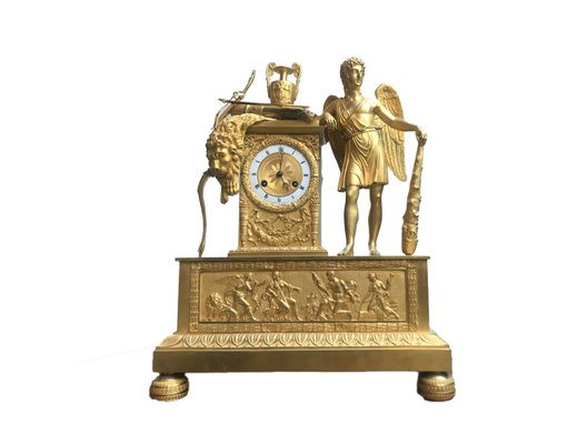 Antique Empire French Ormolu Bronze Mercury Gilded Mantel Clock With Mythological Scenes For Sale At Pamono A very elegant cartel clock, louis xvi in design with a handled urn and acanthus decoration. antique empire french ormolu bronze mercury gilded mantel clock with mythological scenes