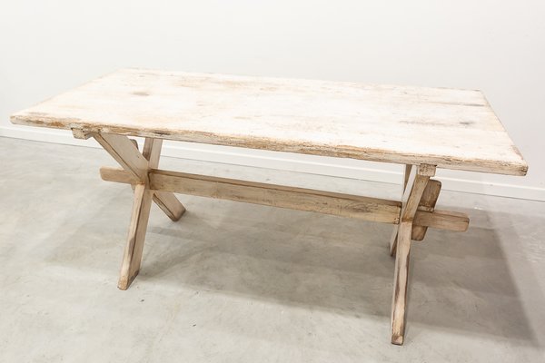 Pine Table with Patina in Rustic White 1920s for sale at Pamono