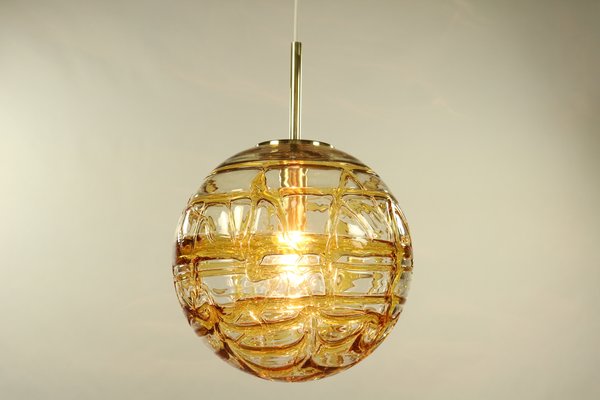 Large Vintage Amber And Clear Glass Ball Pendant Lamp From Doria Leuchten 1960s For At Pamono - Large Silver Ball Pendant Lights