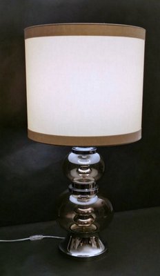 Smoked Glass Table Lamp 1970s, Vintage Urn Table Lamps