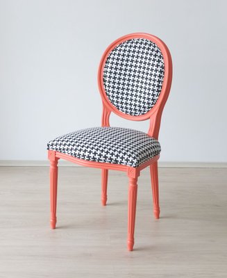 Coral Dedar Fabric Houndstooth Chair From Photoliu For Sale At Pamono