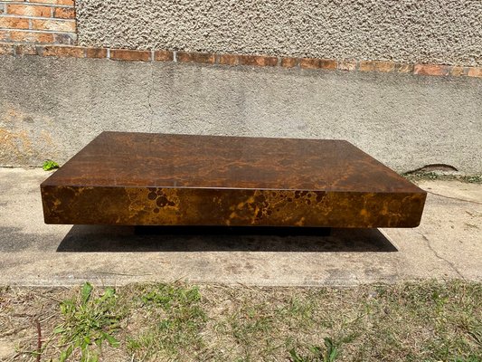 Lacquered Bronze Finish Coffee Table Decorated With Solar Eruption In The Style Of Guy Lefevre For Roche Bobois 1970s At Pamono - Bronze Coffee Table With Storage Lacquered Bronze Finish Coffee Table Decorated With Solar Eruption In The Style Of Guy Lefevre For Roche Bobois 1970s At Pamono - Bronze Coffee Table With Storage
