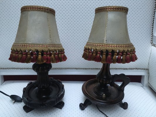 Wooden Table Lamps 1940s Set Of 2 For, Wooden Table Lamps