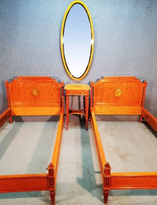 Antique Painted Lemon Tree Beds Nightstand And Mirror Set For Sale At Pamono