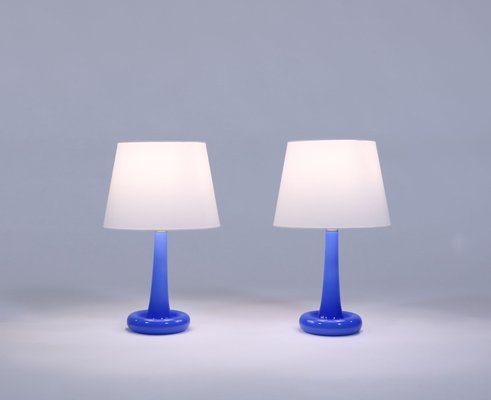 Danish Modern Blue Glass Table Lamps By, Modern Glass Table Lamps