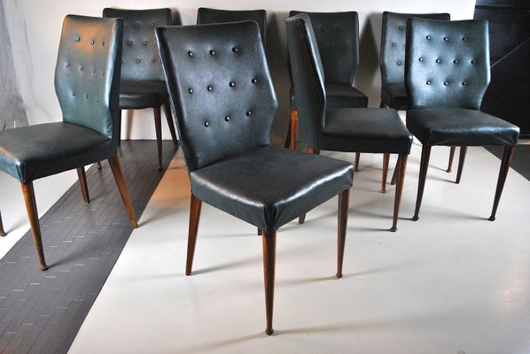 Italienische Esszimmerstühle aus Kunstgruenem Leder, 1960er, 8er Set bei  Pamono kaufen