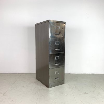 Vintage Slim Steel And Brass Filing Cabinet From Art Metal 1940s For Sale At Pamono