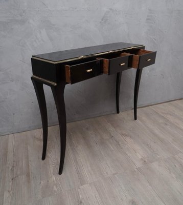 Mid Century Wood And Brass Console Table 1940s For Sale At Pamono