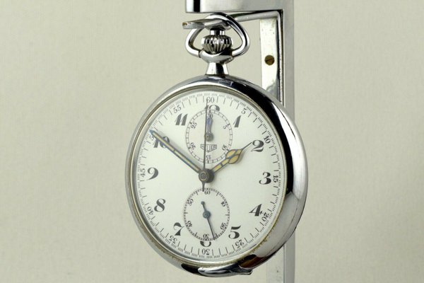 Orologio da tasca con cronografo smaltato di Eduard Heuer, Svizzera, anni  '20 in vendita su Pamono