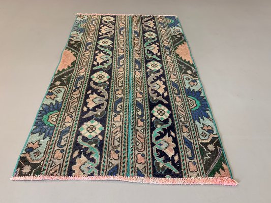 Small Vintage Turkish Distressed Shabby Red, Green and Brown