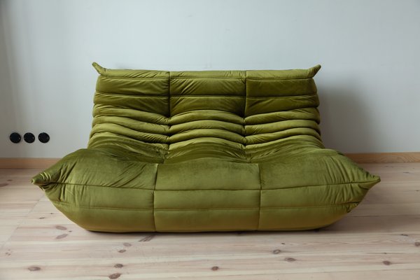 Olive Green Velvet Togo Armchairs And 2 Seater Sofa Set By Michel Ducaroy For Ligne Roset 1970s For Sale At Pamono