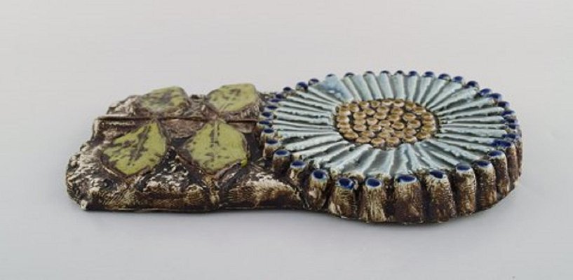 Glazed Ceramic Wall Plaque In The Form Of Flower By Lisa Larson For Gustavsberg 1960s For Sale At Pamono