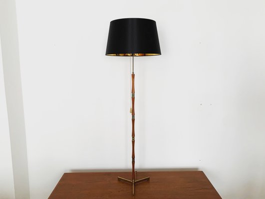 Vintage Teak And Brass Floor Lamp, Brass Floor Lamp With Table