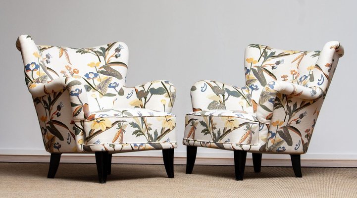 Floral Print Model Lalla Lounge Chair By Ilmari Lappalainen For Asko 1950s For Sale At Pamono