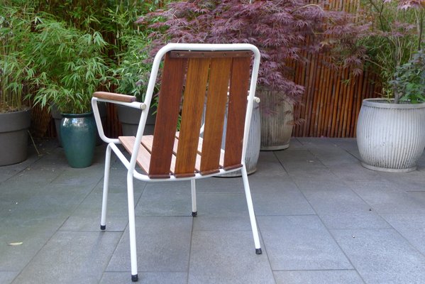 Mid-Century Scandinavian Teak and Tubular Steel Stacking Garden