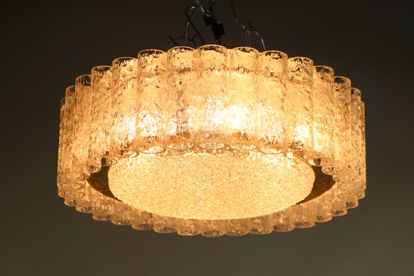 Vintage Glass Tube Flush Mount Ceiling Fixture Chandelier from Doria Leuchten, 1960s Vintage Glass Tube Flush Mount Ceiling Fixture Chandelier from Doria Leuchten, 1960s