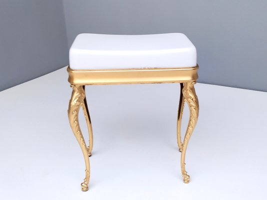Mid Century White Plastic Ottoman With Cast Brass Legs Italy 1950s For Sale At Pamono