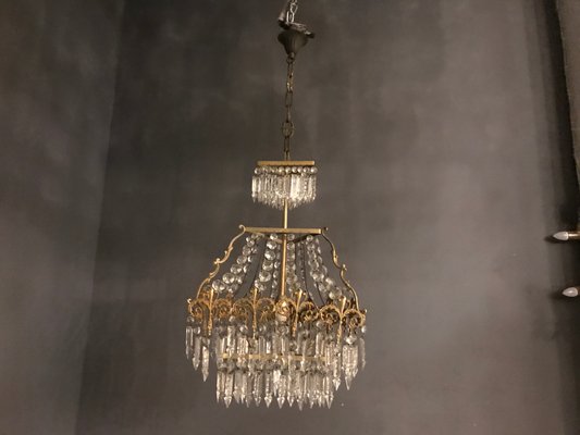 French Art Deco Crystal Chandelier 1950s For At Pamono Art Deco Crystal Chandelier 1950s, What Are The Hanging Crystals On A Chandelier Called