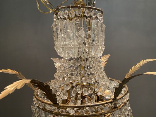 Large Vintage Crystal Chandelier 1950s, What Are The Glass Pieces On A Chandelier Called