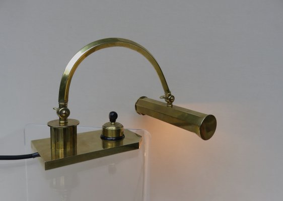 Vintage Art Deco Polished Brass Piano Light for sale at Pamono