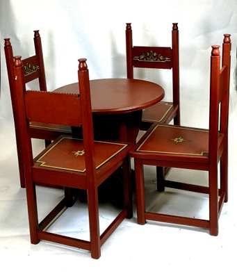 Art Deco Hand Painted Dining Table Chairs Set 1920s For Sale At Pamono