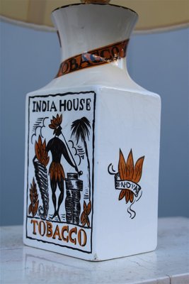 tobacco lamp Italian Tobacco India Painted Ceramic Table Lamp from Etruria, 1950s for  sale at Pamono